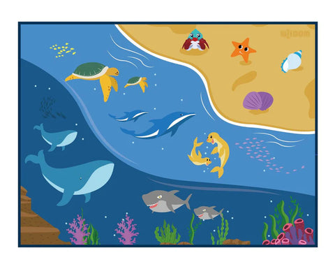 Kids Non-Slip Carpet - Under The Ocean 2000 x 1500 x3mm