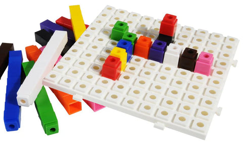 Stacking Counting Cubes with Baseboard - 100pc