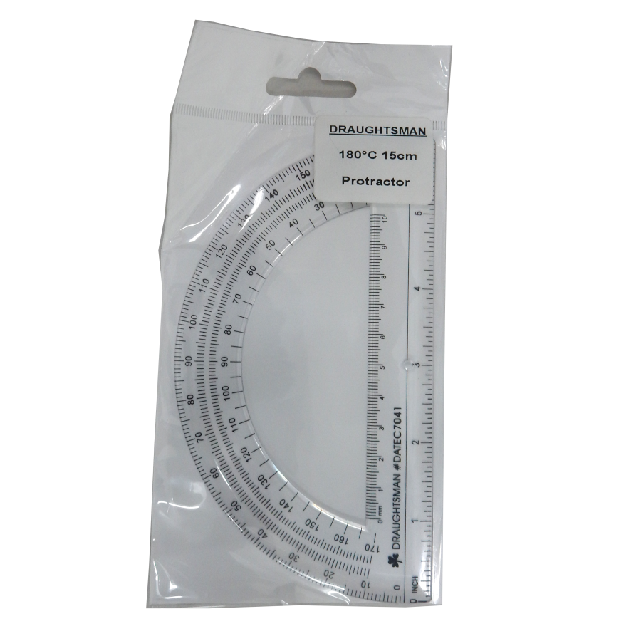TECHNICAL DRAWING PROTRACTOR 180DEG 15CM DATEC7041 Elex Academic