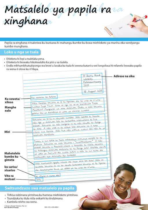 CHART HOW TO WRITE A PERSONAL LETTER (XITSONGA) A2 (FLAT) Elex