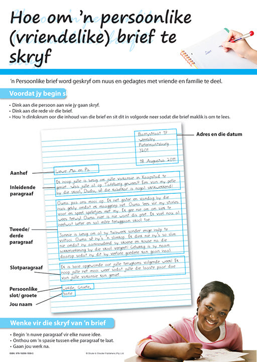CHART HOW TO WRITE A PERSONAL LETTER (AFRIKAANS) A2 Elex Academic