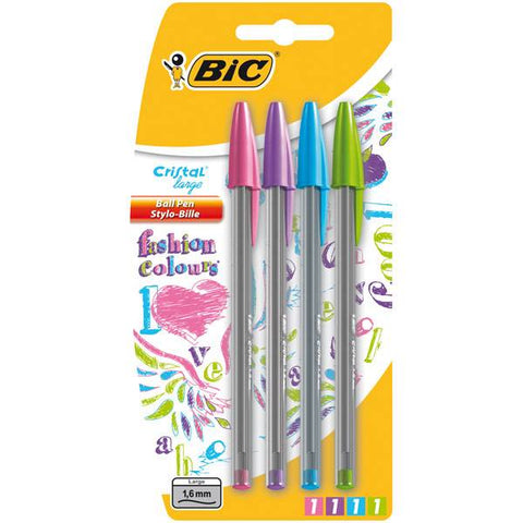 BIC Cristal Fashion Colours pouch of 8 - 1.2mm nib (Pack of 12)