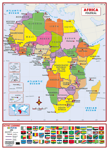 Africa Political Active Learning Wall Map