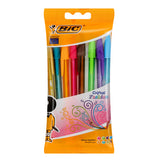 BIC Cristal Fashion Colours pouch of 8 - 1.2mm nib (Pack of 12)