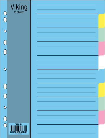 Bantex Viking Pastel Manilla Board Dividers and Indexes