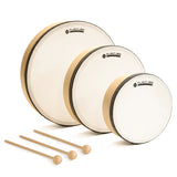 Hand Drum Set With Sticks - Set Of 3 Piece