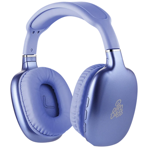 Pro Bass Retro Bluetooth Wireless Headphone with PU Case - Purple