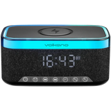 Volkano Radiant 2 Alarm Clock with Wireless Charging and Speaker - Black