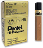 Pencil Leads Pentel 0.5mm HB 100CHB Hi Polymer Box 12 Tubes # 100-HB 100C-HB