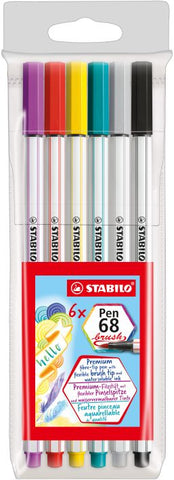 STABILO PEN 68 BRUSH 6PCS WALLET
