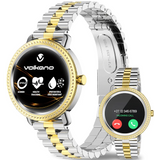 Volkano Ayla Collection Jewelled Smartwatch With 2 Colour Metal link strap