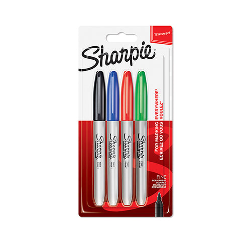 Sharpie Fine Permanent Markers Assorted 4 Pack