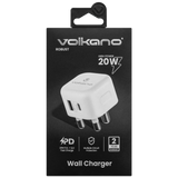 Volkano Robust Series 3-Pin SA to 20w PD + QC 3.0 Wall Charger