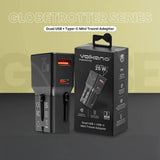 Volkano Globetrotter Series 25w Dual USB + Type-C Mini Travel Adaptor