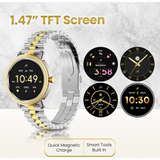 Volkano Ayla Collection Jewelled Smartwatch With 2 Colour Metal link strap
