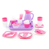 Polesie - Pink Dinner and Tea/Coffee Set on Tray 34 Piece