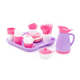 Polesie - Pink Dinner and Tea/Coffee Set on Tray 34 Piece