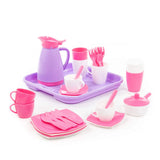 Polesie - Pink Dinner and Tea/Coffee Set on Tray 34 Piece