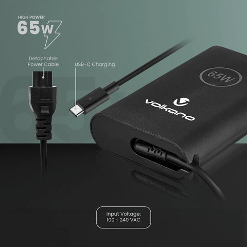 Volkano Brio Slimline series Type-C 65W Laptop Charger
