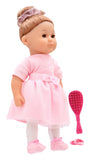 Dollsworld - Charlotte Doll Ballerina Pink Outfit With Brunette Bun Hairstyle 36cm (14")
