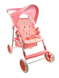 Dollsworld - Pink Large Dolls Stroller Pram Flower Print