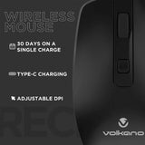 Volkano Granite Series Rechargeable Wireless Mouse - Black