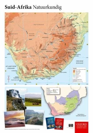 Oxford Wall Map: Suid-Afrika Fisies