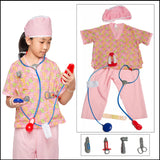 Nurse Role Play Costume Set with Accessories Flower Print