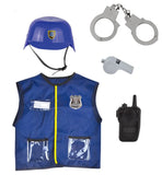 Policeman Vest Costume With Hard Helmet & Accessories
