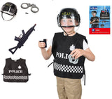 Policeman SWAT Costume with Toy Gun & Accessories