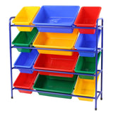 12 Bin Storage Organizer With Steel Frame