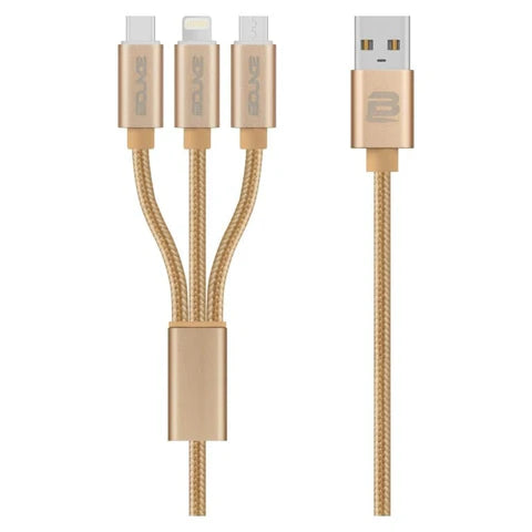 Bounce Cord Series 3-in-1 USB Charge Cable Gold