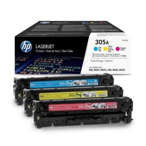 HP 305A Cyan Magenta Yellow Toner Cartridges 2,600 Pages Each Original 3-pack