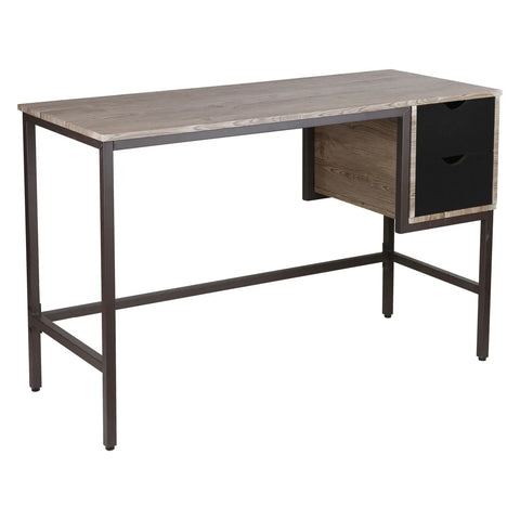 Rampart Office Desk with Two Drawers, Powder Coated Steel, Adjustable Feet