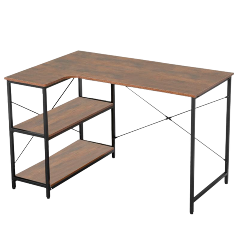 Everfurn Anthony L Shaped Work Desk, Corner Desk, Steel Frame,  Adjustable Feet