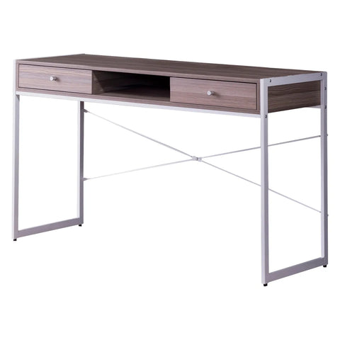 Palatial Everfurn Desk with Two Drawers and Storage Cavity, Powdwer Coated Steel, Adjustable Feet