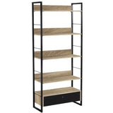 Baltic Wide Bookshelf with Large Drawer and Powder Coated Steel Frame