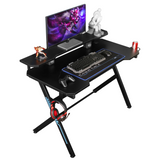 VX Gaming Donahue Gaming Desk Black, Headphone Hook, Cup Holder, Monitor Mount, Steel Y Frame