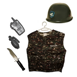 Army Costume With Walkie Talkie, Grenade, Helmet & Dagger