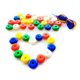 Threading Lacing Abacus Beads With Laces 2,5cm - (100 Piece)