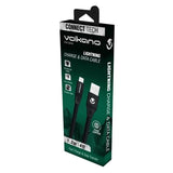 Volkano Slim Series Flat PVC Lightning Cable 1.2m - Black