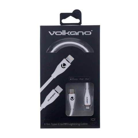 Volkano Flexi Series Type-C to MFI Lightning 2.5m 27w - White