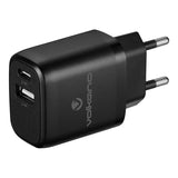 Volkano Cupla Series 5v/2.4a 12w Dual USB-A & USB-C Wall Charger - Black