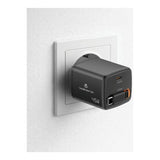 Volkano Sleek Series Fast Wall Charger 45W USB-C with Built-in Retractable 75cm Cable - Black