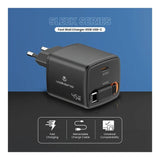 Volkano Sleek Series Fast Wall Charger 45W USB-C with Built-in Retractable 75cm Cable - Black