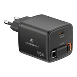 Volkano Sleek Series Fast Wall Charger 45W USB-C with Built-in Retractable 75cm Cable - Black