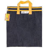 SCHOOL LIBRARY BOOK BAG WITH HANDLES BLUE AND GOLD PATTERN