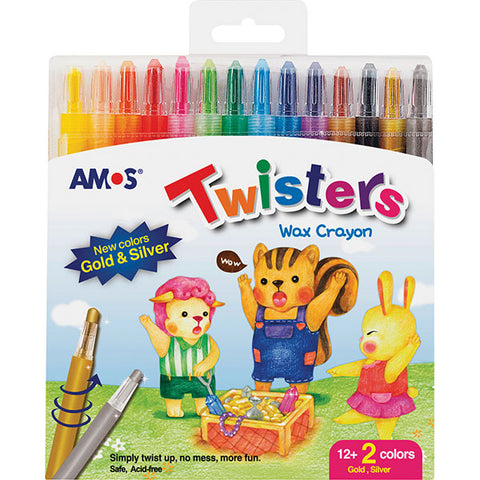 AMOS TWISTER/RETRACTABLE WAX CRAYON 14`s - RC14PST