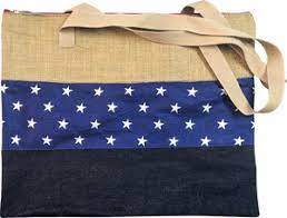 4STATIONERY A5 HESSIAN AND DENIM ZIPPER BAG BLUE