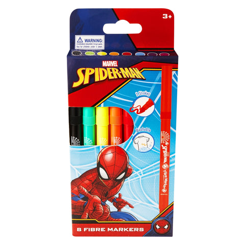 Spider-Man 8 Pastel Colour Fibre Markers Multi